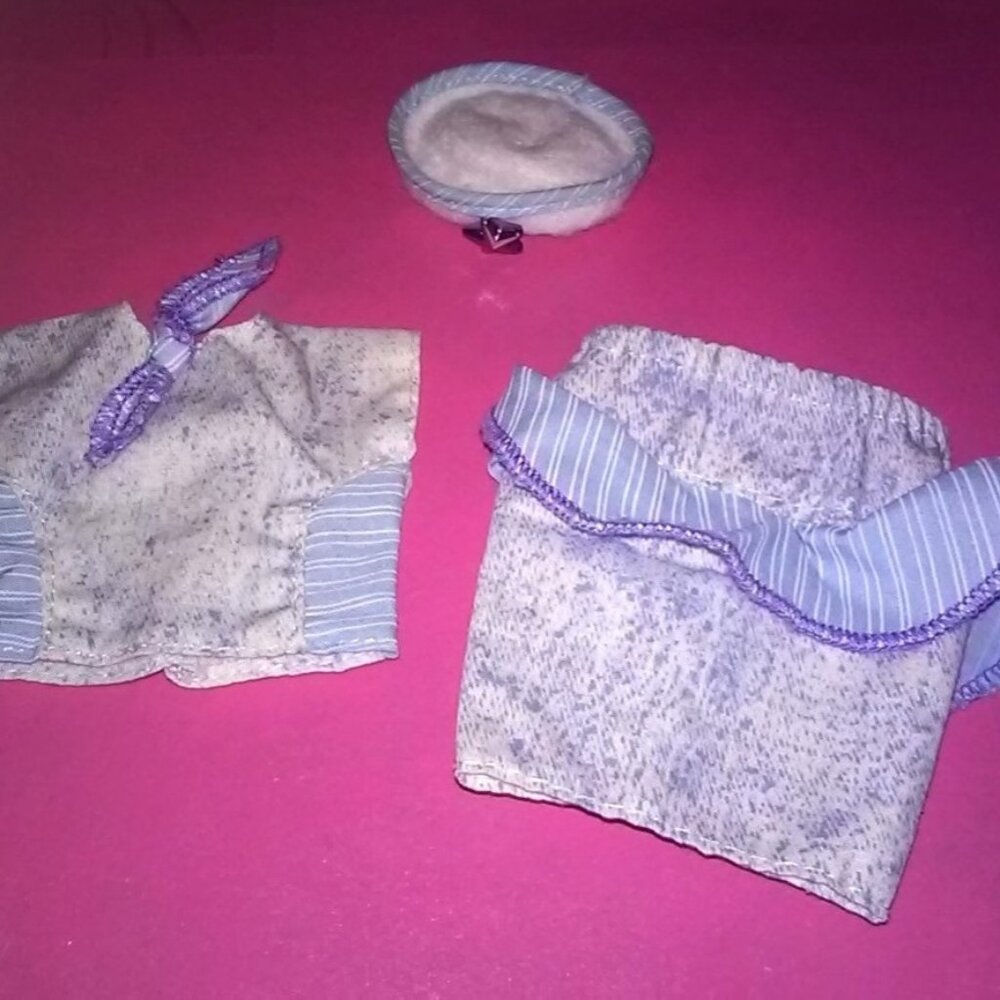 Barbie Doll Jeans Blue Top & skirt & Hat #1692